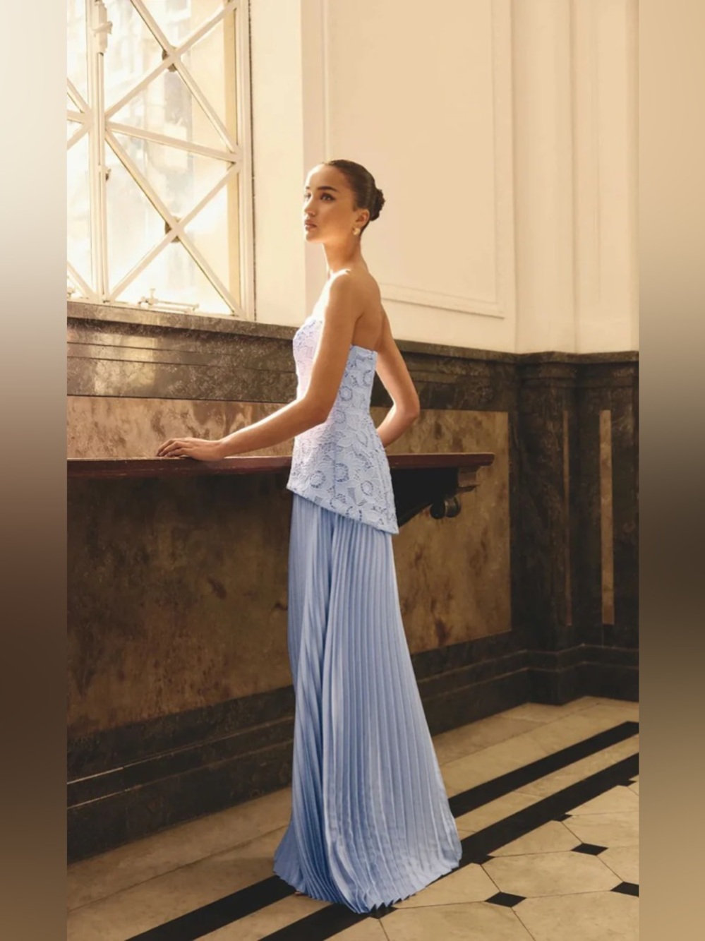 Elliatt Lacy Strapless Gown in Powder Blue Size S NWT